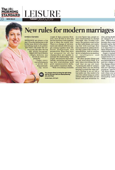 New rules for modern marriages, says life coach Samira Gupta