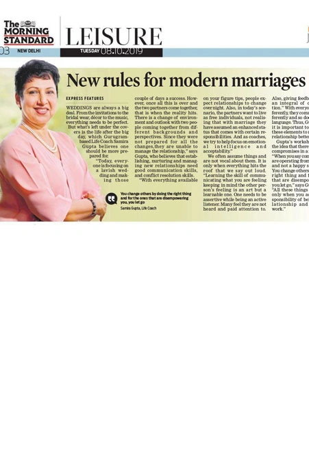 New rules for modern marriages, says life coach Samira Gupta