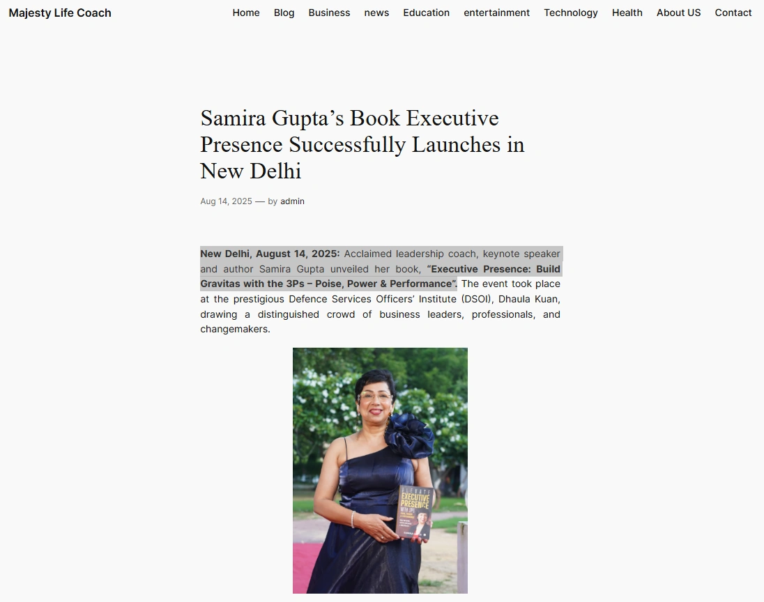 Samira Gupta’s Book Executive Presence Successfully Launches in New Delhi