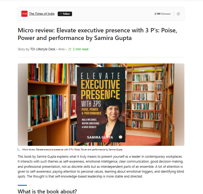 Micro review: Elevate executive presence with 3 Ps: Poise, Power and performance by Samira Gupta