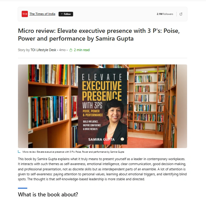 Micro review: Elevate executive presence with 3 Ps: Poise, Power and performance by Samira Gupta